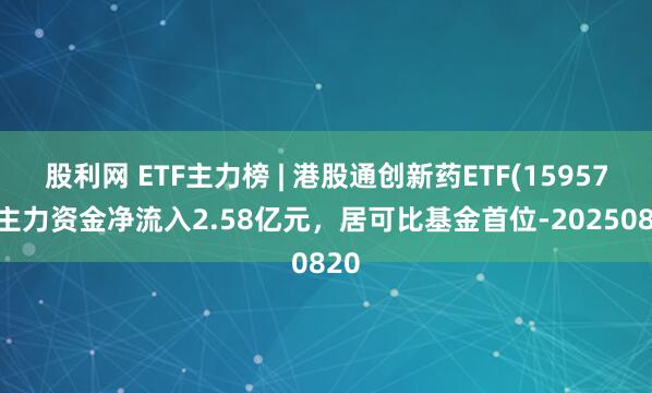 股利网 ETF主力榜 | 港股通创新药ETF(159570)主力资金净流入2.58亿元，居可比基金首位-20250820