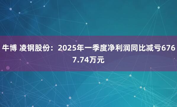 牛博 凌钢股份：2025年一季度净利润同比减亏6767.74万元
